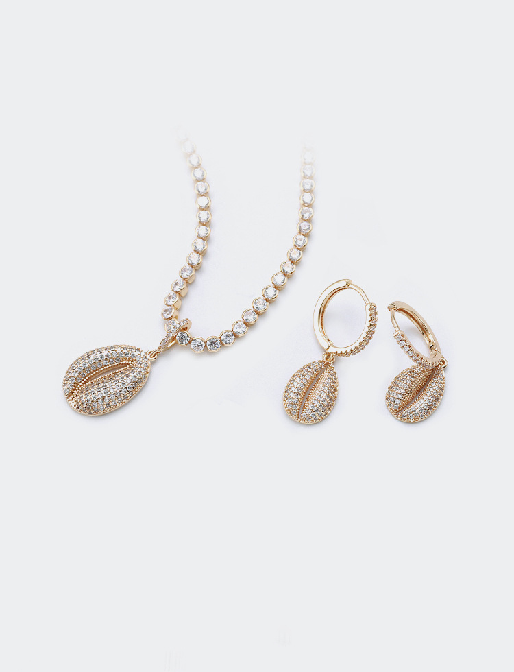 fashion shellshaped goldplated zircon necklacepicture9