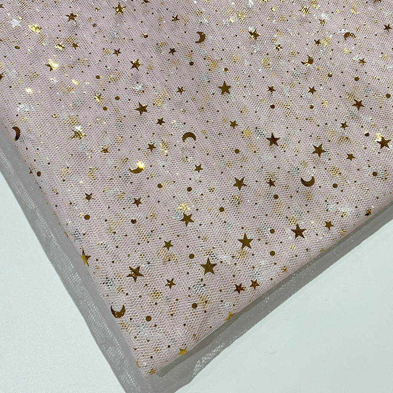 Fabricante de suministro de hilo de la luna de estrella punto estampado tela de hilo de malla estrella vestido vestido