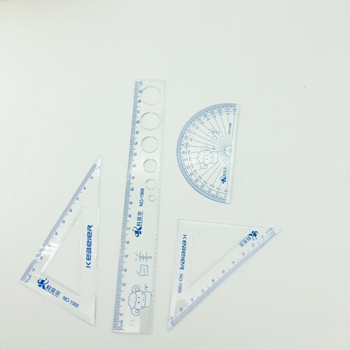 Triangular board ruler set for primary school students cute set of rulers for men and women, children's school supplies and stationery four-piece set wholesale