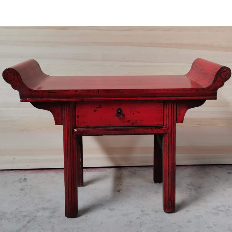 外贸家具厂出口旧货翻新玄关仿古家具刷漆彩漆做旧供桌床头柜案|ms