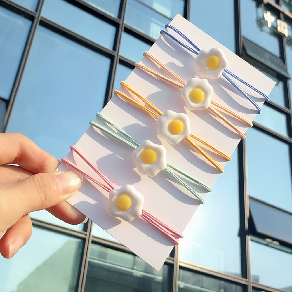 簡約韓國小清新荷包蛋發圈網紅少女紮頭發皮筋可愛煎蛋頭繩發飾女