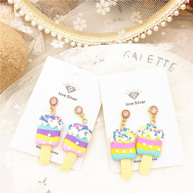 1 Pair Quantity 1 Pair Simple Style Classic Style Ice Cream Inlay Plastic Resin Rhinestones Drop Earrings