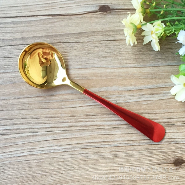304 Red Gold Net Red Round Spoon