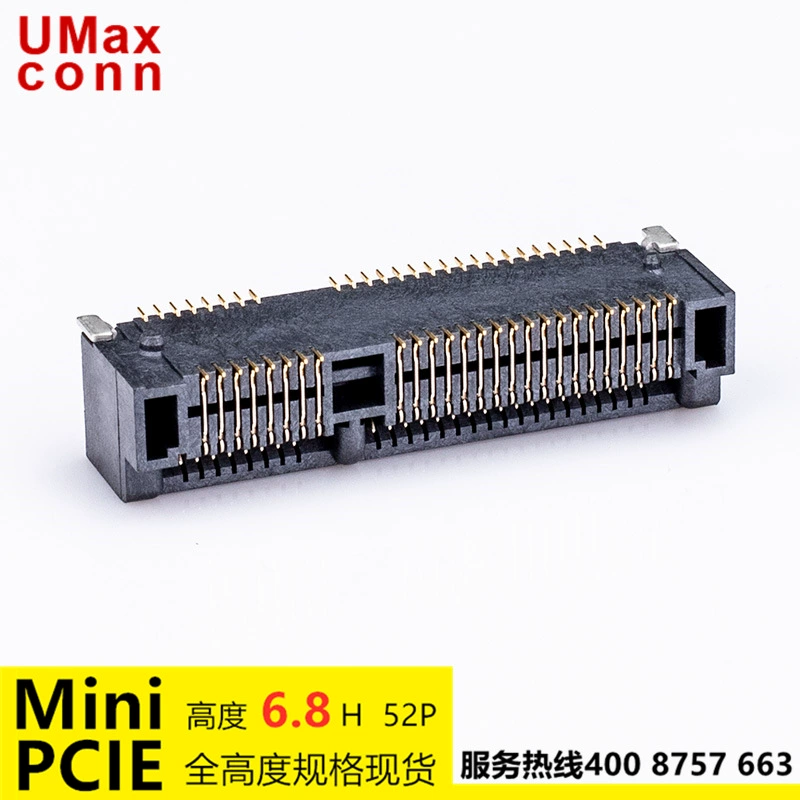 Мини PCIe 52pin высота 6.8 мм соединитель слота модуля 4G LCP g/f pH = 0.8
