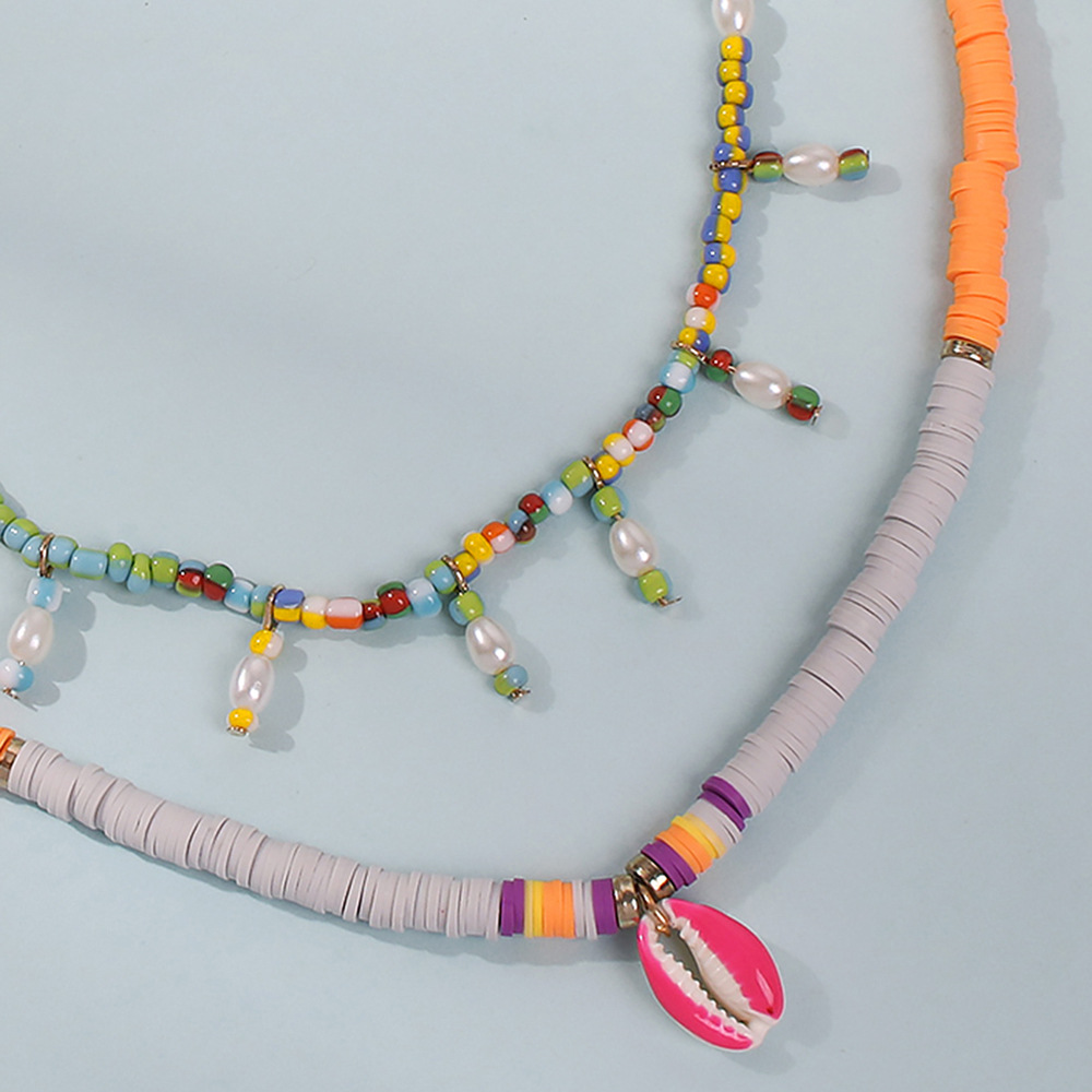 Summer Simple Holiday Style Color Shell Rice Bead Necklace Multi-layer Color Necklace Wholesale display picture 7