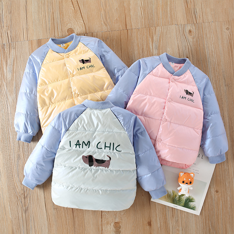 儿童韩版薄款羽绒服外套 中小童羽绒服内胆潮范拼色短款男女童装|ms