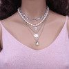 Retro accessory, coins, necklace, European style, with gem, simple and elegant design