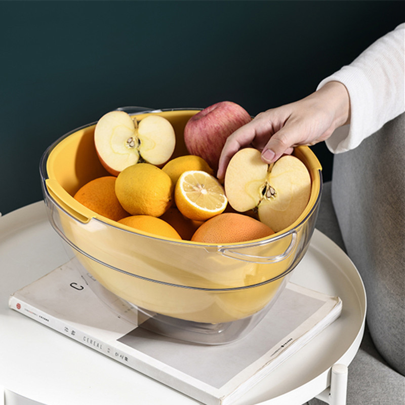 跨境雙層家用廚房洗菜盆瀝水籃菜籃子洗菜籃茶幾客廳水果盤洗水果