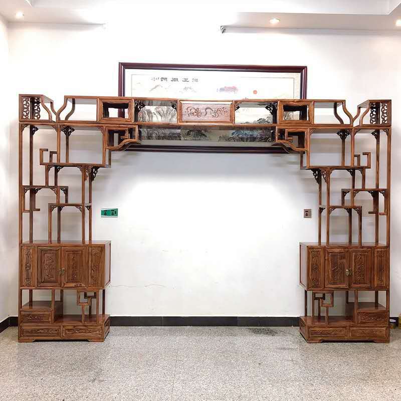 solid wood On Portal Shelf To fake something antique Treasure House Chinese style furniture Display rack Elm Shelf woodiness Moon Gate