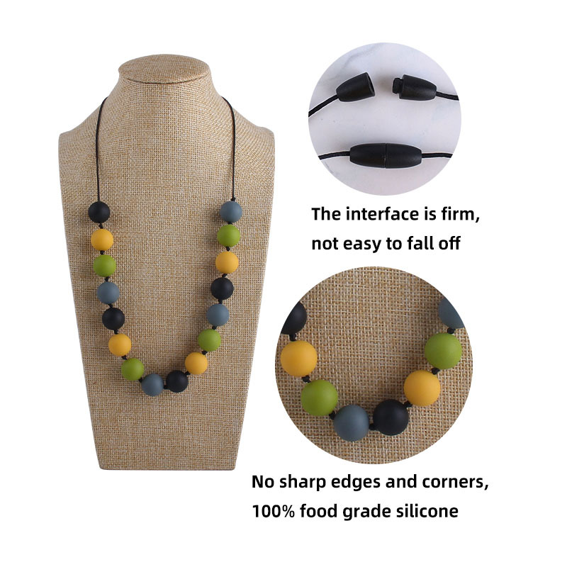 Comercio exterior Amazon collar nuevo bebé molar silicona mordedor collar masticable colgante mordedura gel mordedor palo