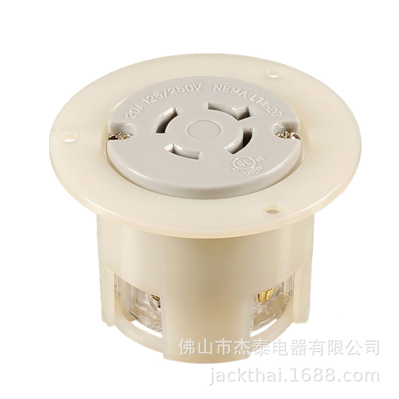 NEMA L14-20R 法兰插座 嵌入式圆形电源插座 发电机柜暗装插座 UL