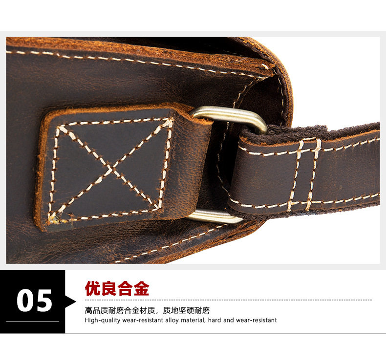 Túi đeo chéo nam da bò thật da ngựa điên , đựng vừa máy tính bảng 8 inch — Màu nâu, Màu đen chi tiết 22