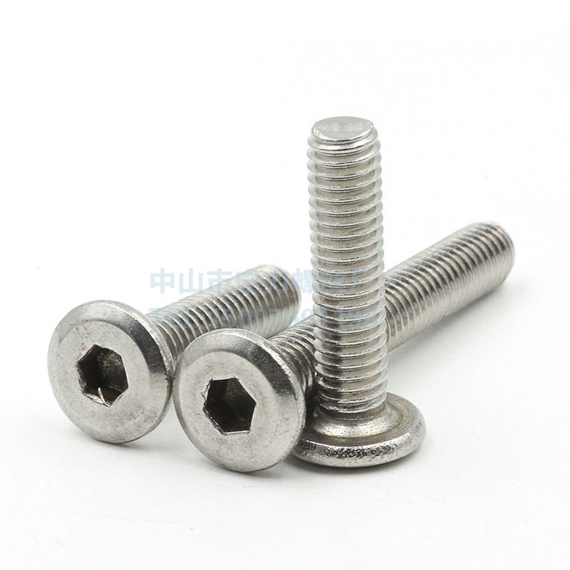 不锈钢家具螺丝 倒边斜平圆头内六角螺栓 机电桌椅床沙发螺丝批发