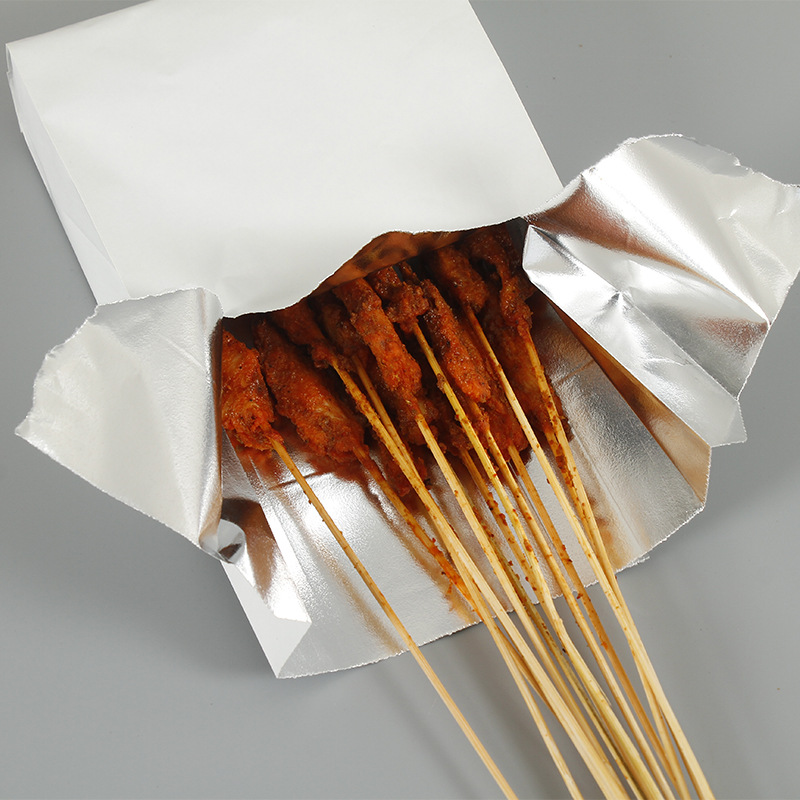 One-time barbecue aluminum foil insulated greasy-proof bag cowhide tin foil fried skewers packing bag takeout fried chicken bag