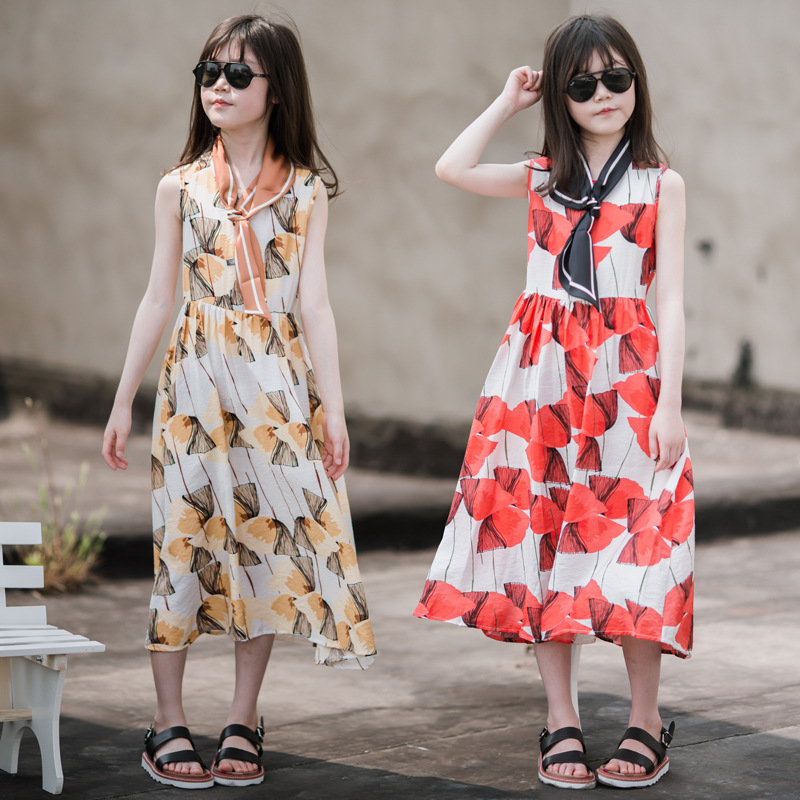 Vestido de las niñas vestido de verano 2023 nuevo estilo coreano Vestido largo de súper Hada para niños vestido de princesa occidental para niños medianos y grandes