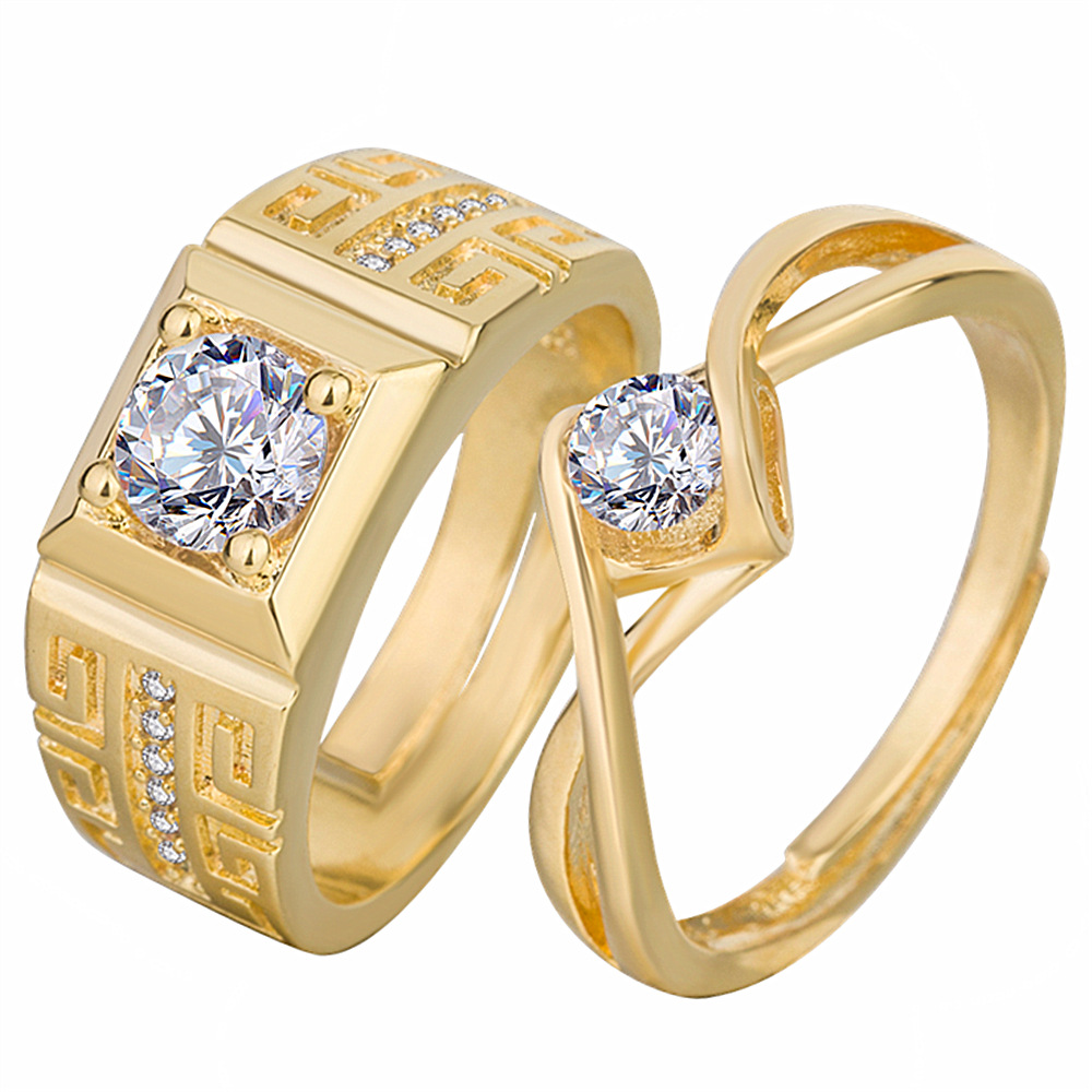 Men's Zircon Open Ring With Great Wall Texture Designer Style_voghion.com