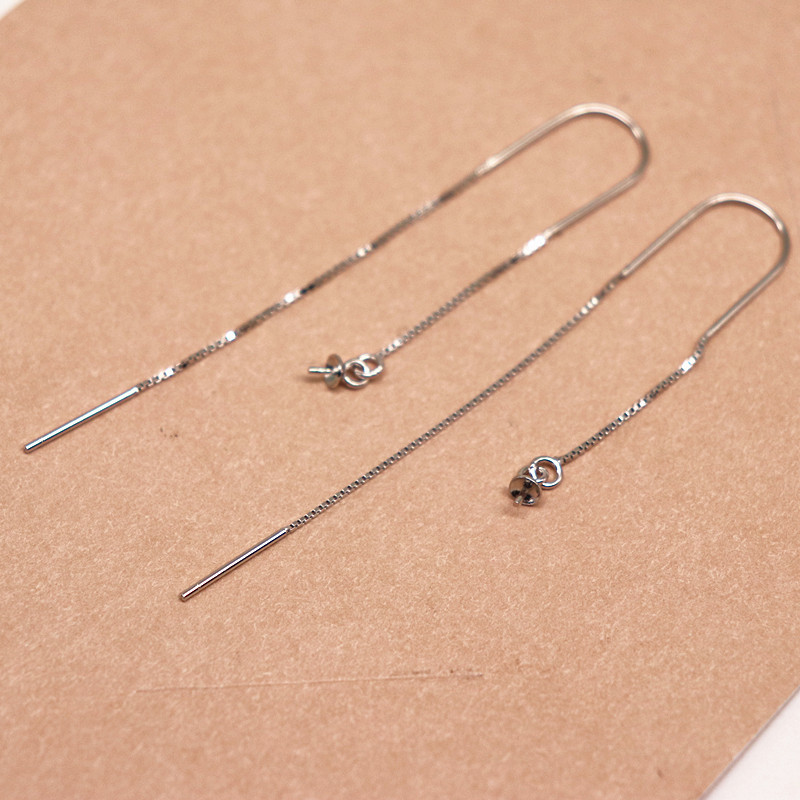 防丢耳线纯银S925耳钩盒仔细耳链diy耳饰配件-防过敏女粘珠子流苏