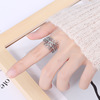 Tide, fashionable adjustable retro ring, 925 sample silver, on index finger