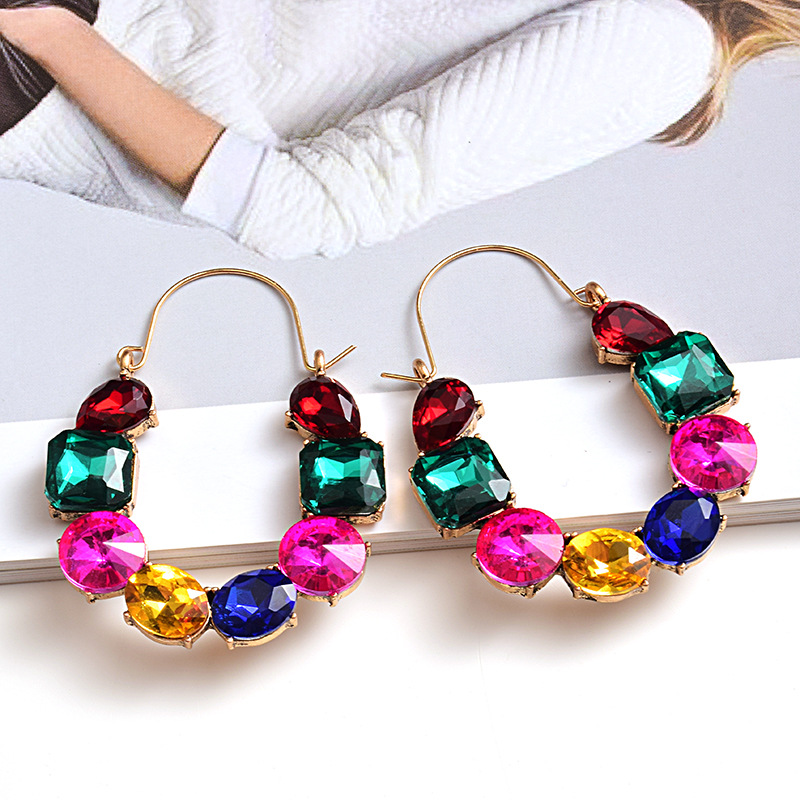 27g Weight Zircon Inlay Material Earrings Classification 1 Pair Quantity Holiday, Shopping Occasion Alloy Material Geometric Pattern Women's Gender Plating, Inlay Design Retro, Roman Style Style 1 Pair Retro Roman Style Geometric Plating Inlay Alloy Zircon Earrings 1
