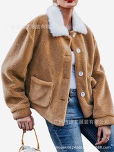 亚马逊欧美速卖通2020秋冬纯色羊羔绒加厚实心翻领大衣保暖夹克