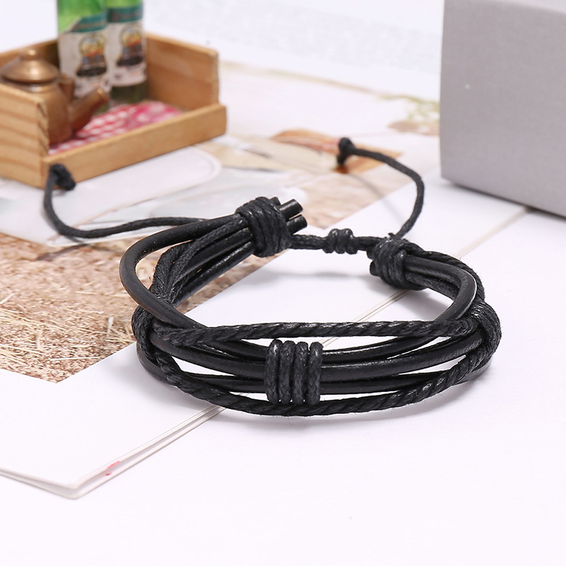 Retro Woven Multilayer Cowhide Bracelet display picture 6