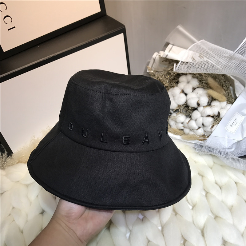 帮手描述图：简约日系字母刺绣百搭渔夫帽男女防晒可折叠盆帽夏季