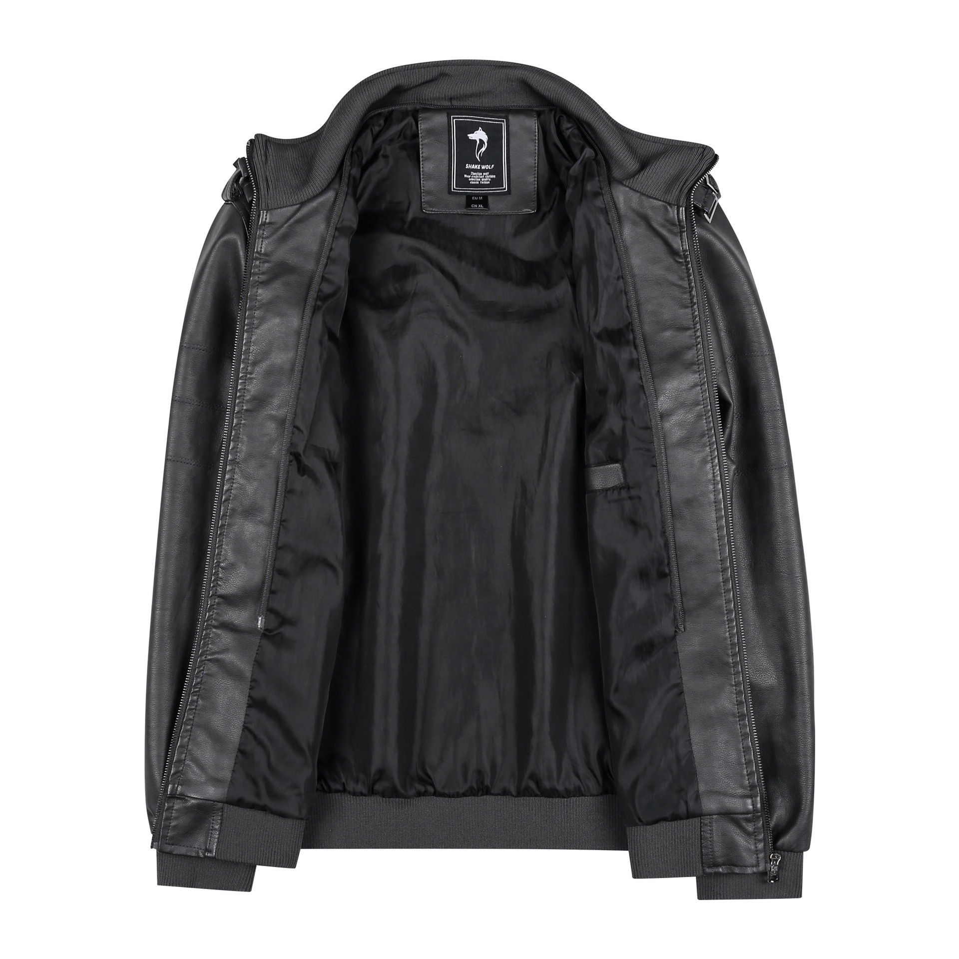 Men's Clothing stand up collar PU leather jacket leather jacket _voghion.com