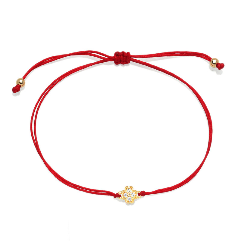 Red Line Gold Plated Zircon Four-leaf Clover Friendship Bracelet 2020 New European and American Best-selling High Quality Jewelry Red Line Gold Plated Zircon Four-leaf Clover Friendship Bracelet 2020 New European and American Best-selling High Quality Jewelry