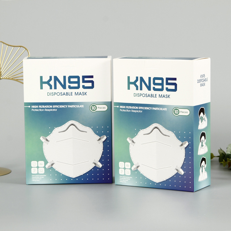 厂家直销通用一次性口罩包装盒彩印加厚白卡纸盒KN95口罩包装盒子