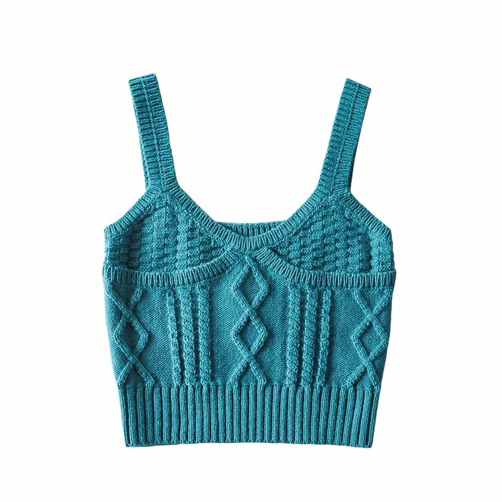 knitted twist V-neck bottoming vest NSAC19400