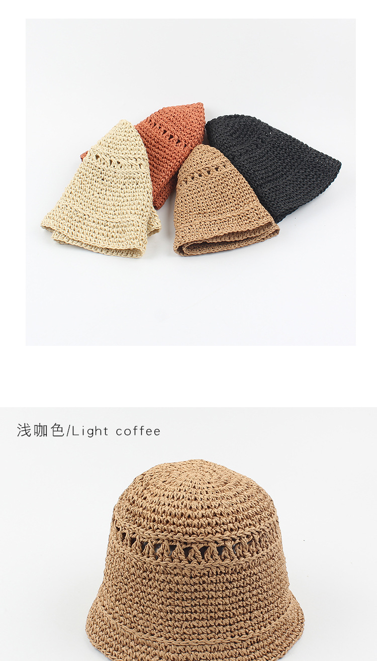 Hat For Women Summer New Hand-woven Sun-shading Hat Fisherman Hat Korean Outing Solid Color Foldable Straw Hat display picture 6