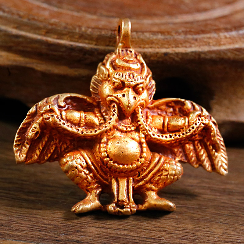 铜尼泊尔金翅大鹏鸟吊坠藏式复古男女佛像吊坠配饰项链挂件