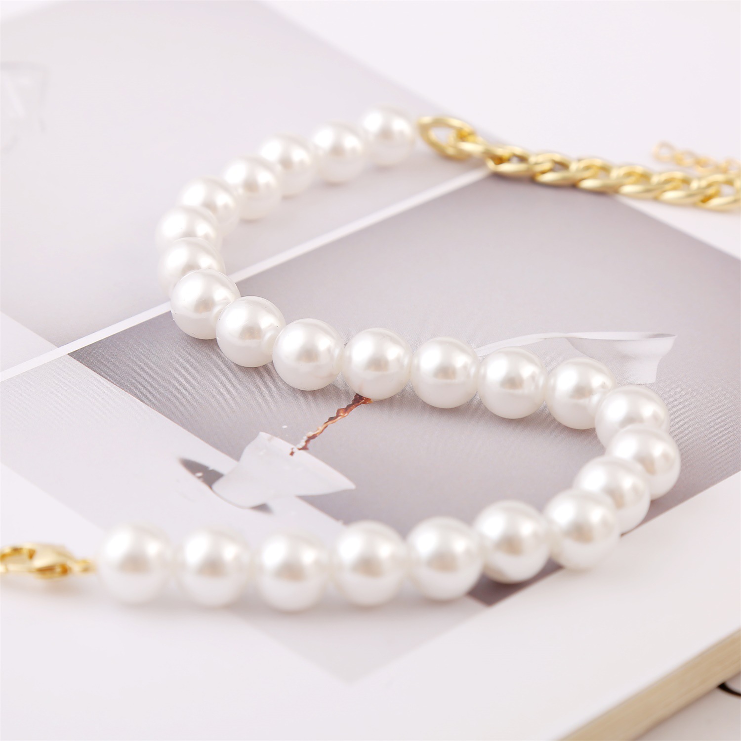 New Fashion Simple Chain Retro Pearl Necklace Bracelet Set Wholesale display picture 8