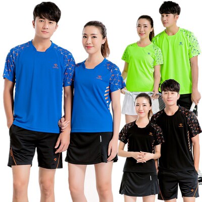 adult children badminton clothing men and women Athletic Wear Perspiration Quick drying Short sleeved lovers badminton clothes