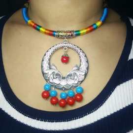 端午节民族手工苗银流苏饰品旅游小礼品项圈、项链头饰、舞蹈饰品