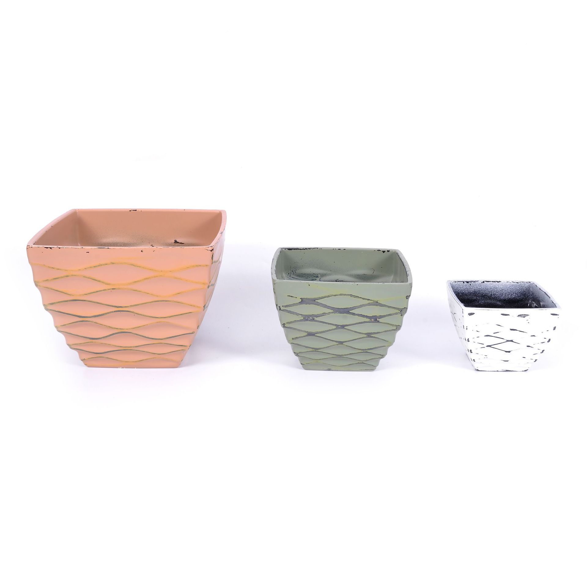 The manufacturer's aged effect: 3-sized concave square plastic flowerpots, succulent flowerpots, aged square flowerpots, and porcelain imitation detail image 2