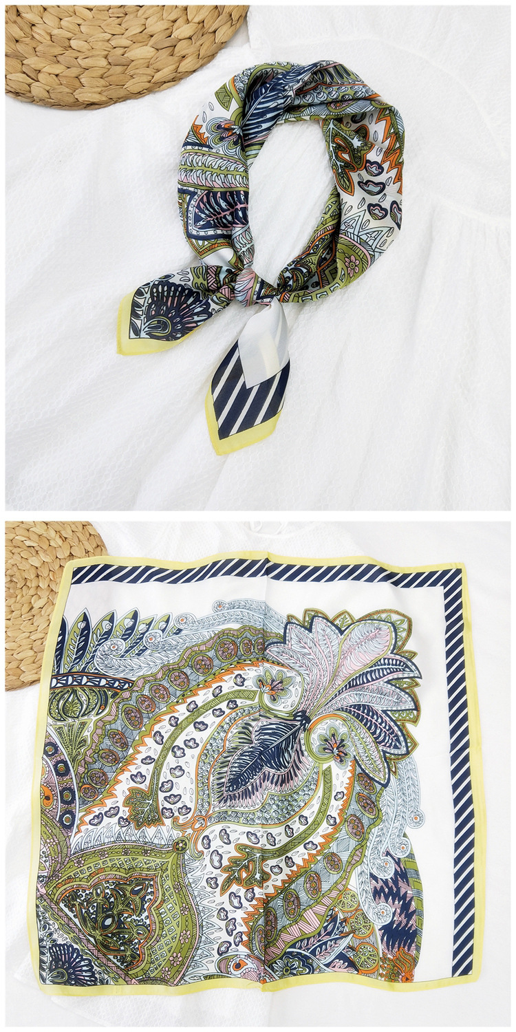 60g Weight Silk Scarf Classification Travel Occasion Silk Material Unisex Gender Printing Design Sweet Style Khaki, Grey, Red, Green, Blue, Yellow, Black Color 70 Small Square Scarf Silk Scarf Women Summer Neck Scarf Neck Protector Korean Thin Scarf 7