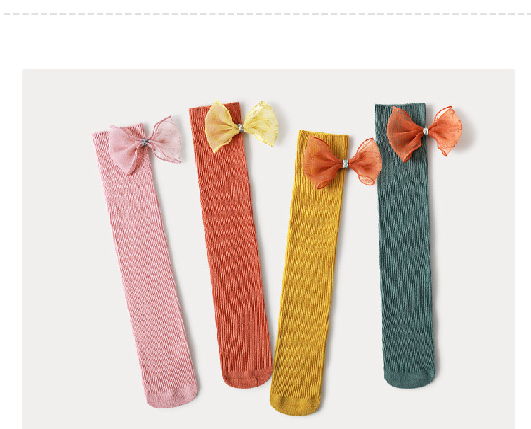 Mid-length Tube Socks Autumn New Solid Color Socks Cute Bow Baby Over-knee Socks display picture 11