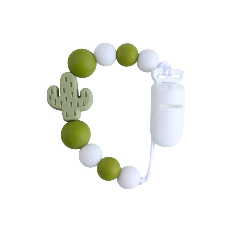 Bebé plástico chupete clip bebé calmante silicona cactus chupete cadena anti-gota cadena Amazon nuevo caliente