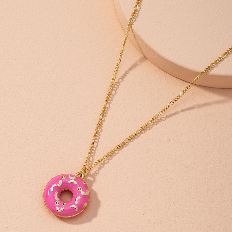 Korean  Light Luxury Sweet Style Cute Donut Necklace display picture 2