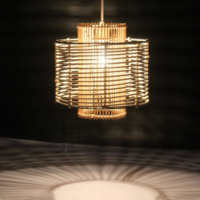 供应手工编织藤编灯罩 竹灯罩 复古餐厅装饰藤编吊灯