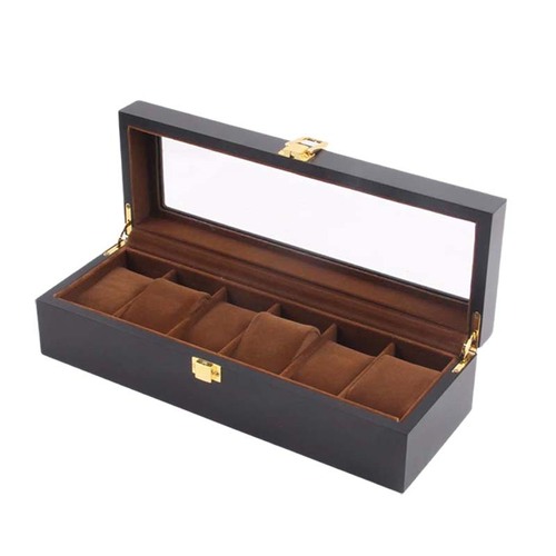 Black watch box watch storage box wooden 6 10 12 digit watch display box watch box