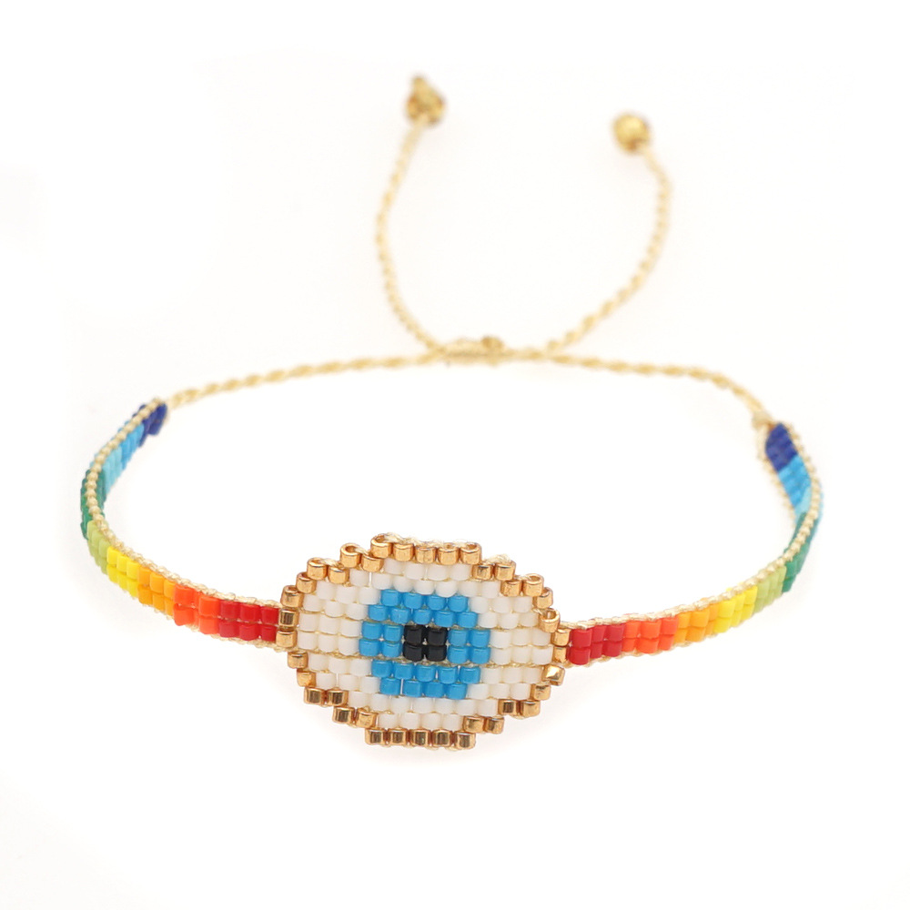 Bohemian Hand-woven Turkish Blue Eyes Rainbow Ethnic Bracelet display picture 5