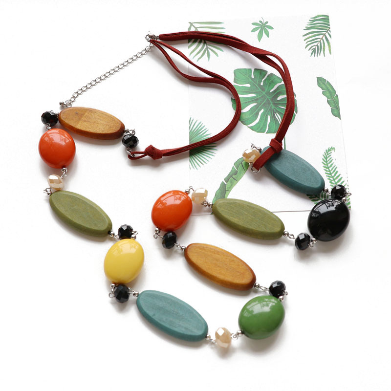 Colorful Wood Beads Long Necklace display picture 5