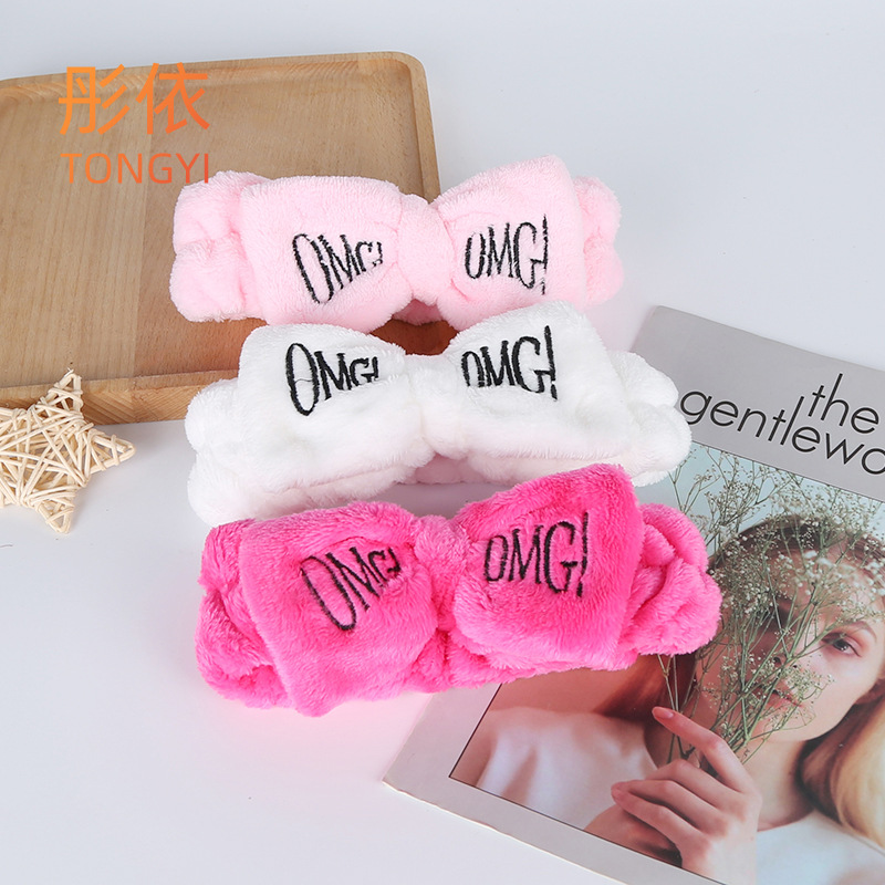 Bowknot plush headband cute letter headb...