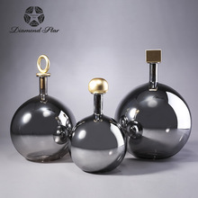 钻石星创意电镀玻璃花瓶银色高级感插花器批发家居软装摆件花瓶