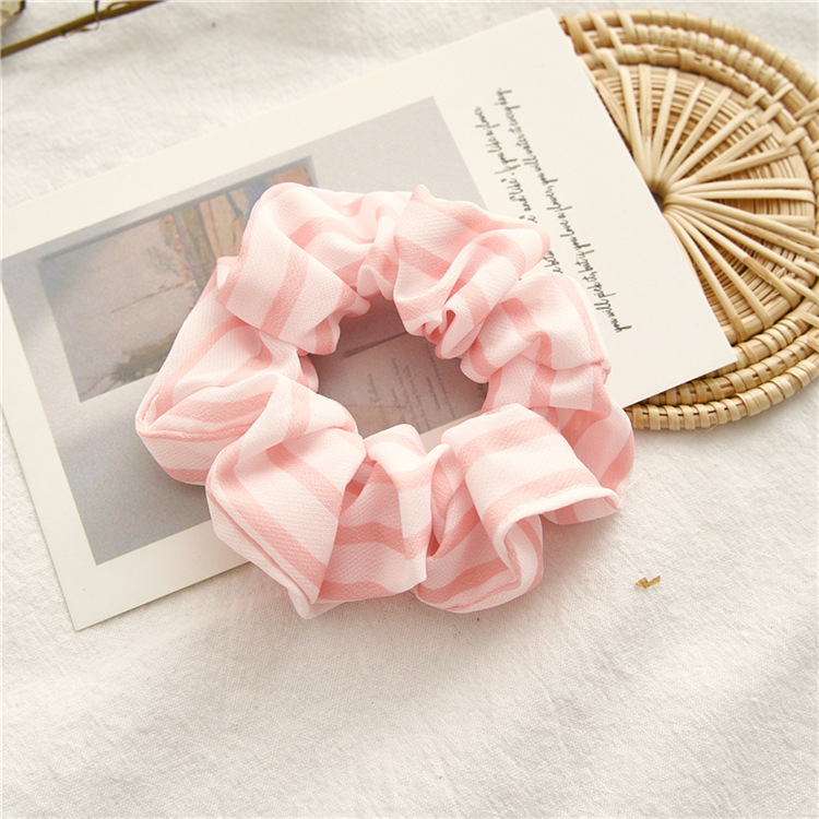 New Fashion Pink Polka Dot Striped Hair Scrunchies display picture 5