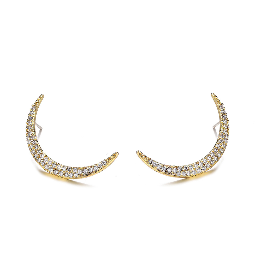 Hot Selling  New Sickle-shaped Diamond Moon Earrings display picture 8