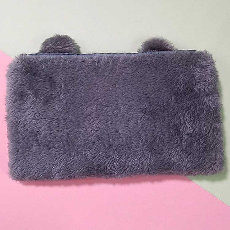 厂家直供毛绒笔袋 创意文具学习文具笔袋 猫咪毛绒学生笔袋