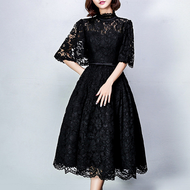 Clear Goods Evening Dress Dress Women's 2022 Banquet Party Celebrity Dress Black Belly Covering Slimming Dress